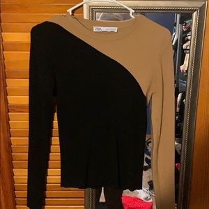 Zara crop Black and Tan top